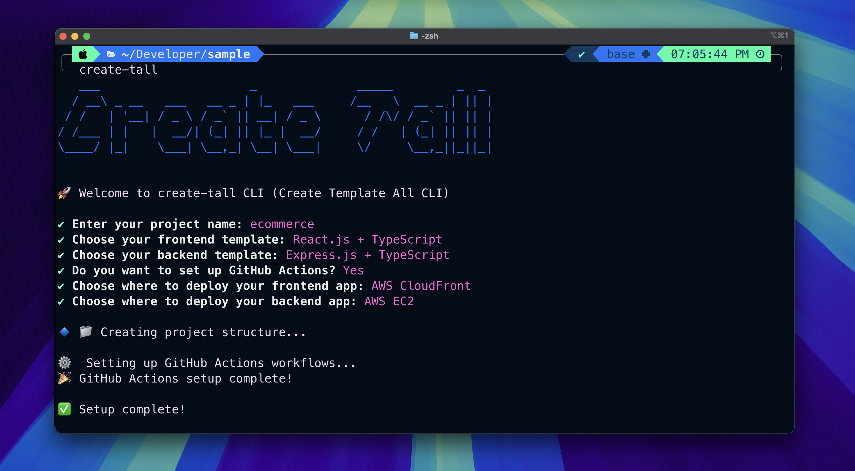 Demo of create-tall CLI